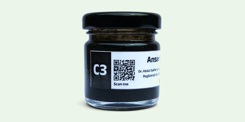 C3 jar, Ansar Clinic ke label ke saath